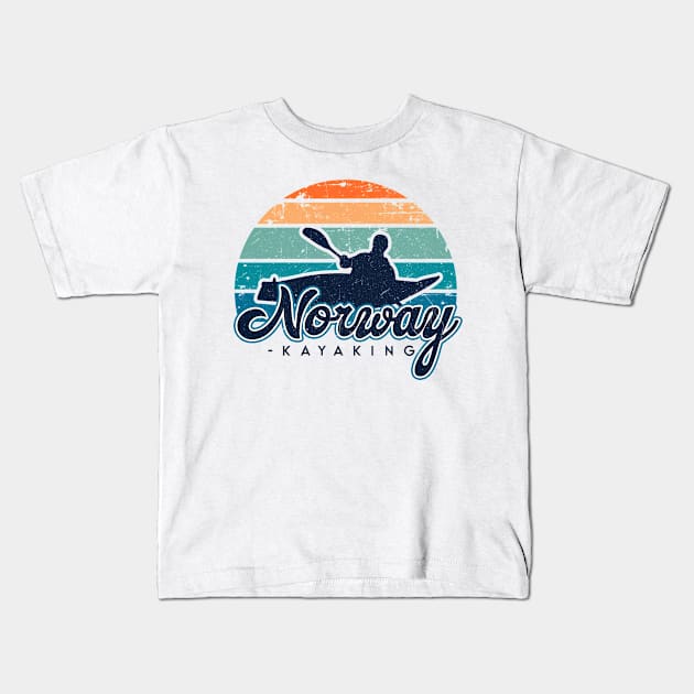 Norway kayaking. Perfect present for mom mother dad father friend him or her Kids T-Shirt by SerenityByAlex